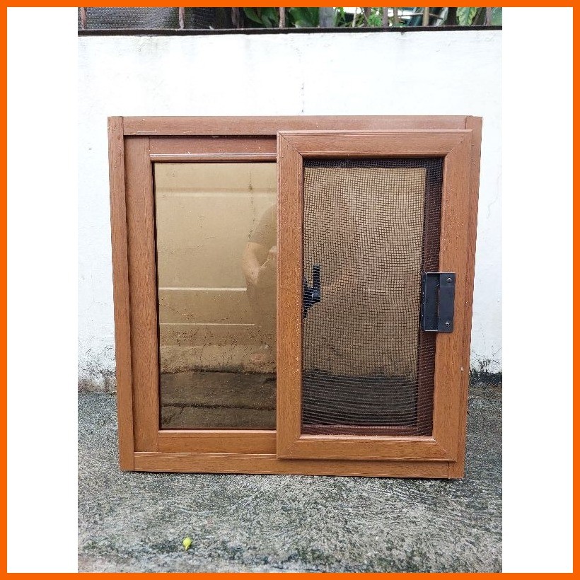 60cm×60cm sliding window with screen wood grain finish | Shopee Philippines