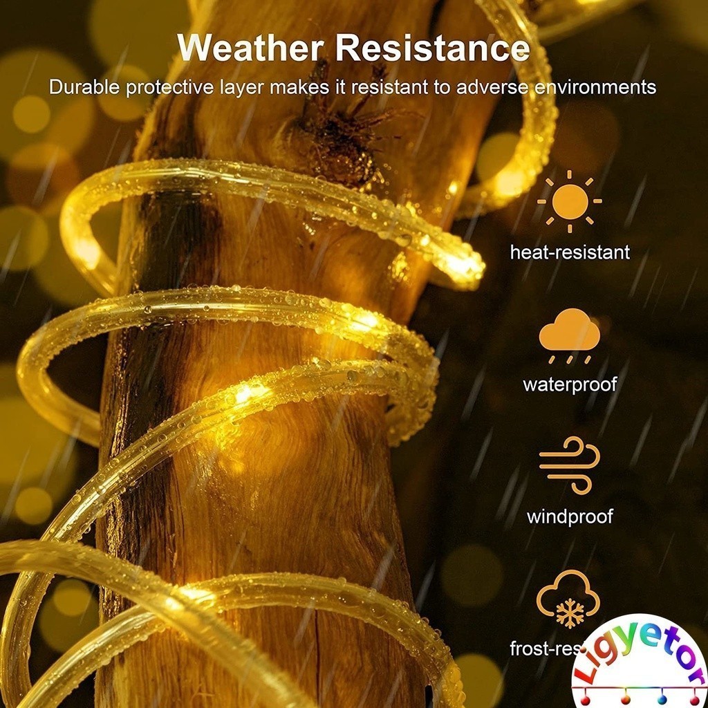 Ligyetor Solar PVC Rainbow Tube Lights LED Waterproof String Lights for ...