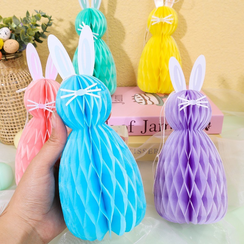 1/3PCS Easter Bunny Honeycomb Handcrafted Pendant - Holiday Party ...