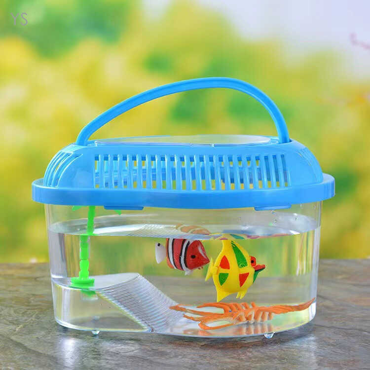 View of Transparent Large Portable Fish Tank For Living Room Office, Goldfish ...