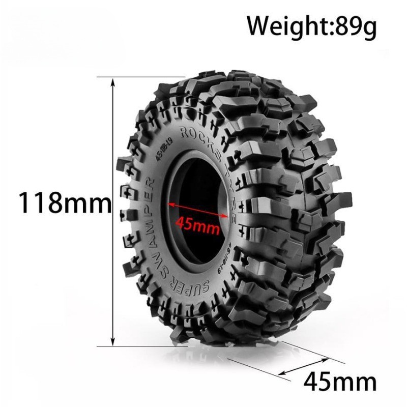 RS Red Spider 1.9 Crawler Tires for TRX4 SCX10 D90 118mm OD 45mm Wide ...