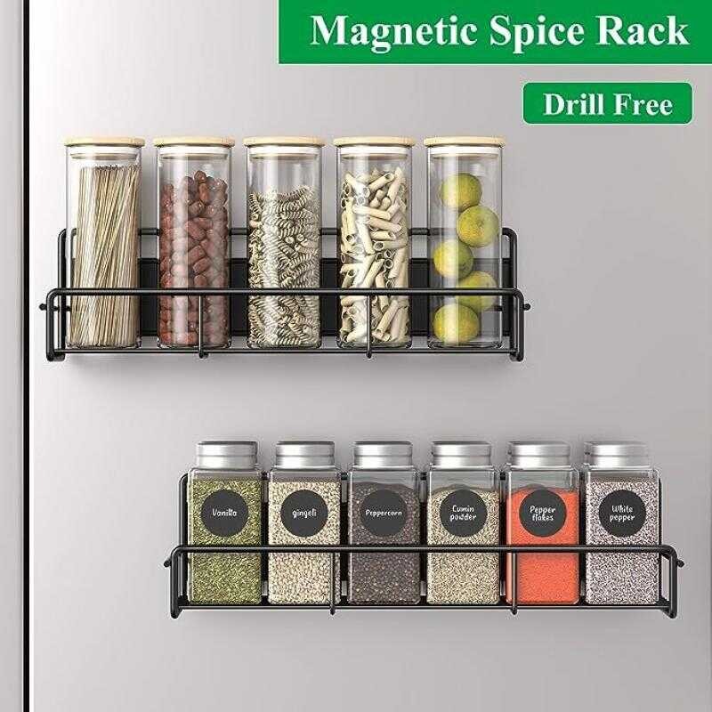 1D Magnetic Spice 4 Rack Organizer Refrigerator At Microwave Oven Metal ...