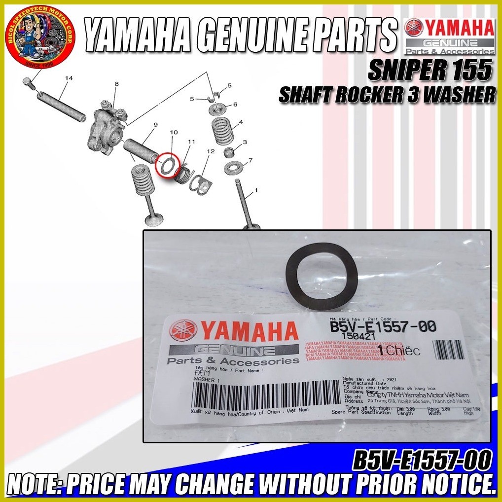 § SNIPER 155 SHAFT ROCKER 3 WASHER (YGP) (GENUINE: B5V-E1557-00 ...