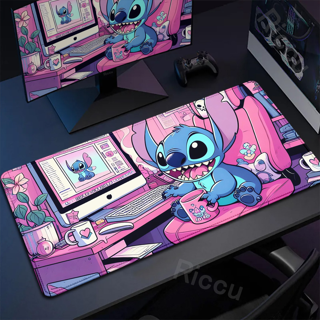 HD Print Kawaii Anime Stitch Mousepad Computer Gamer Lock Edge Keyboard ...