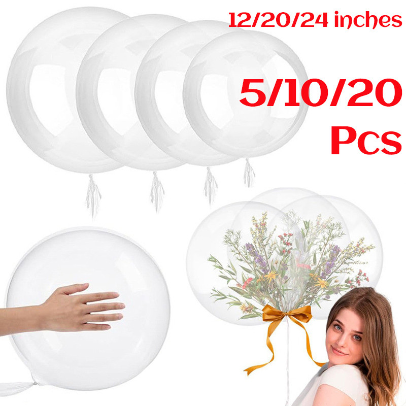5/10/20Pcs 12/20/24 Inches Transparent Bobo Balloons/Stuffing Bubble ...