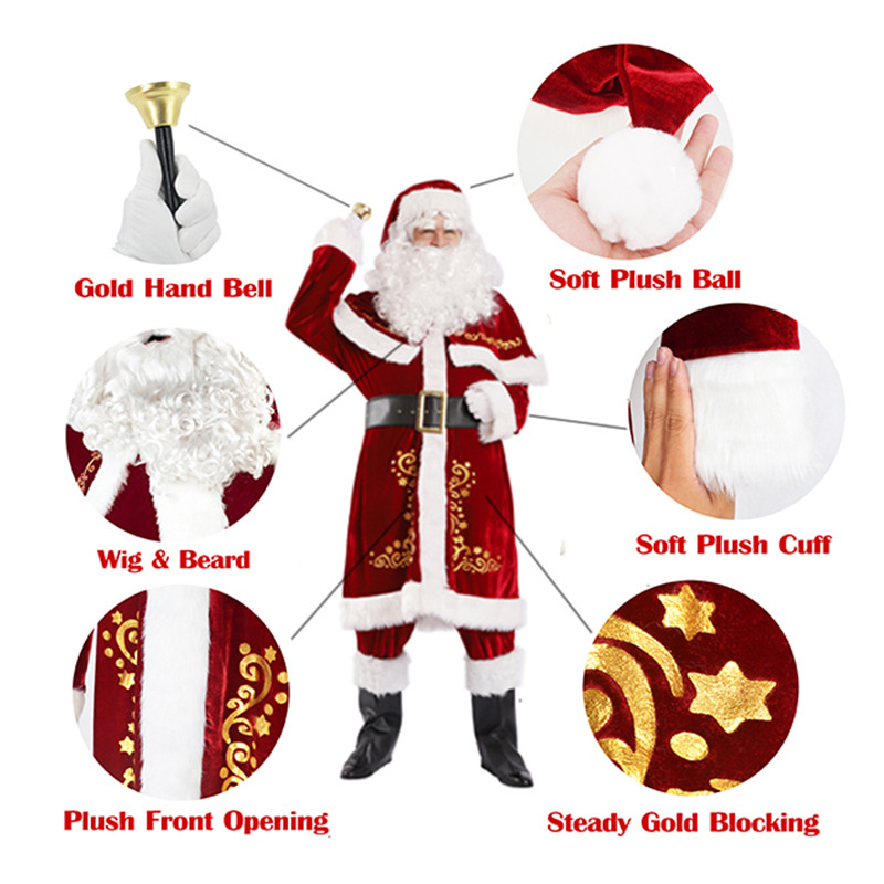 Claus Santa Costume Set Christmas Men's/Woman's Cosplay Suit Red Dee ...