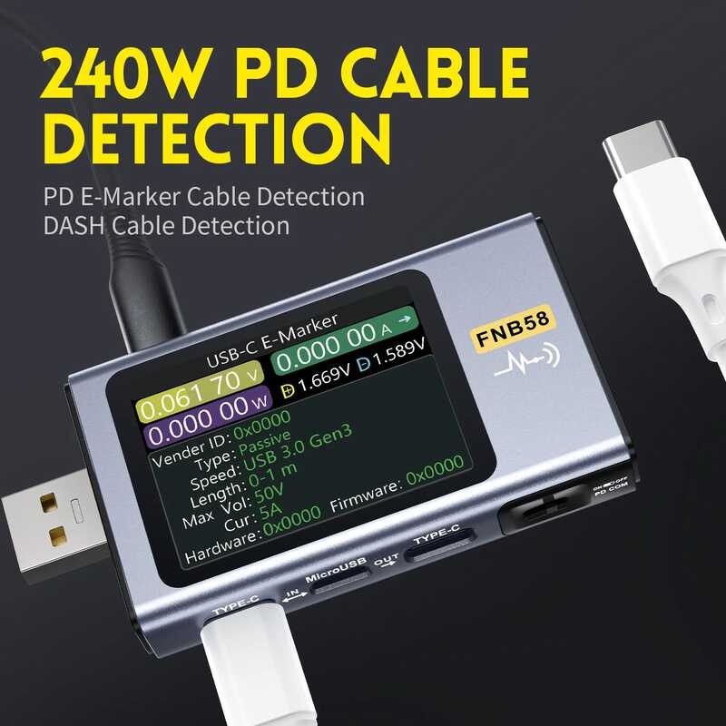 F58 USB F2 3 Voltmeter Ammeter Type-C Fast Charge Detection Trigger ...