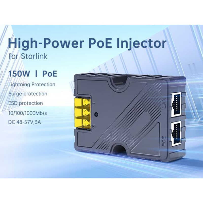 Injector PoE 150W GigE Passive Surge ESD Guard with Gigabit High Speed ...