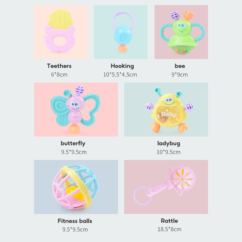 7Pcs Newborn Soft Teethers Rattels Toys Set Baby Accessories Soft ...