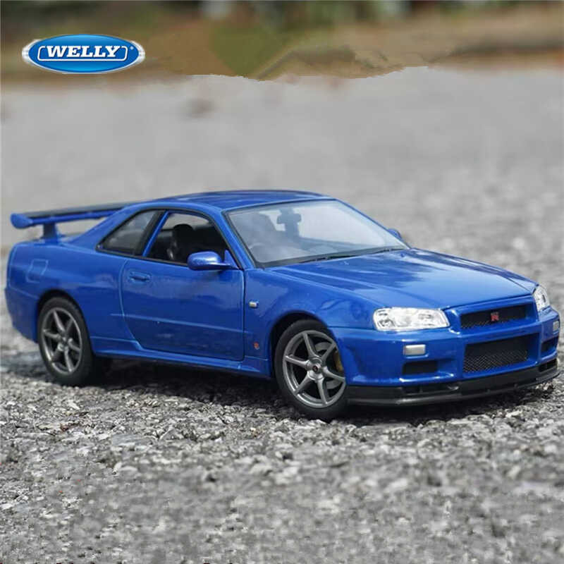 Ca Welly 2 1/36 Nissan Gt-R R34 Skye Alloy Sports Diecast Simulation ...