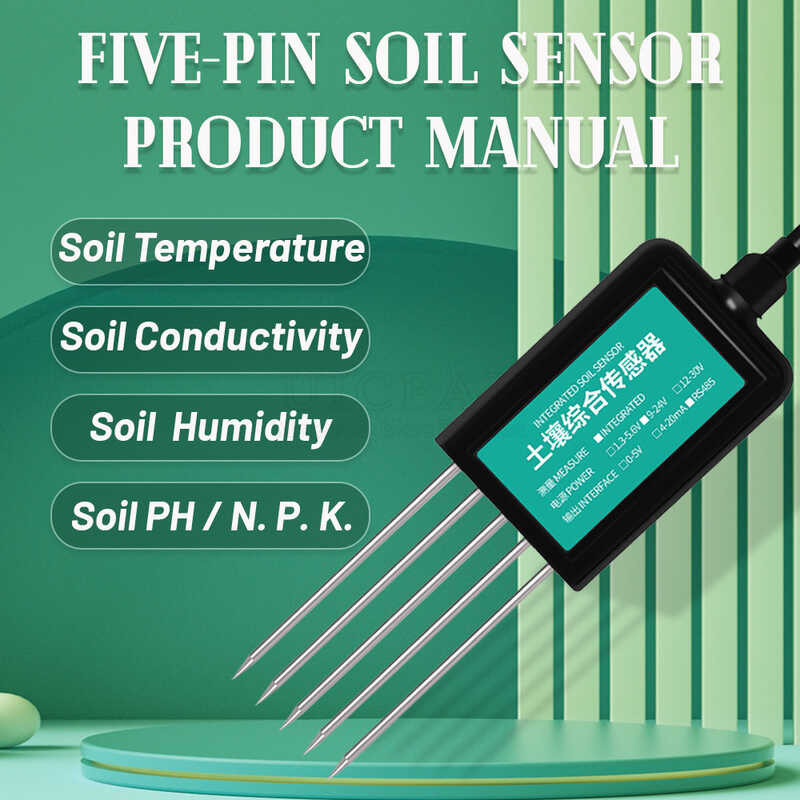 7 RS485 In 1 Soil Temperature Humidity Sensor Conductivity Detector ...