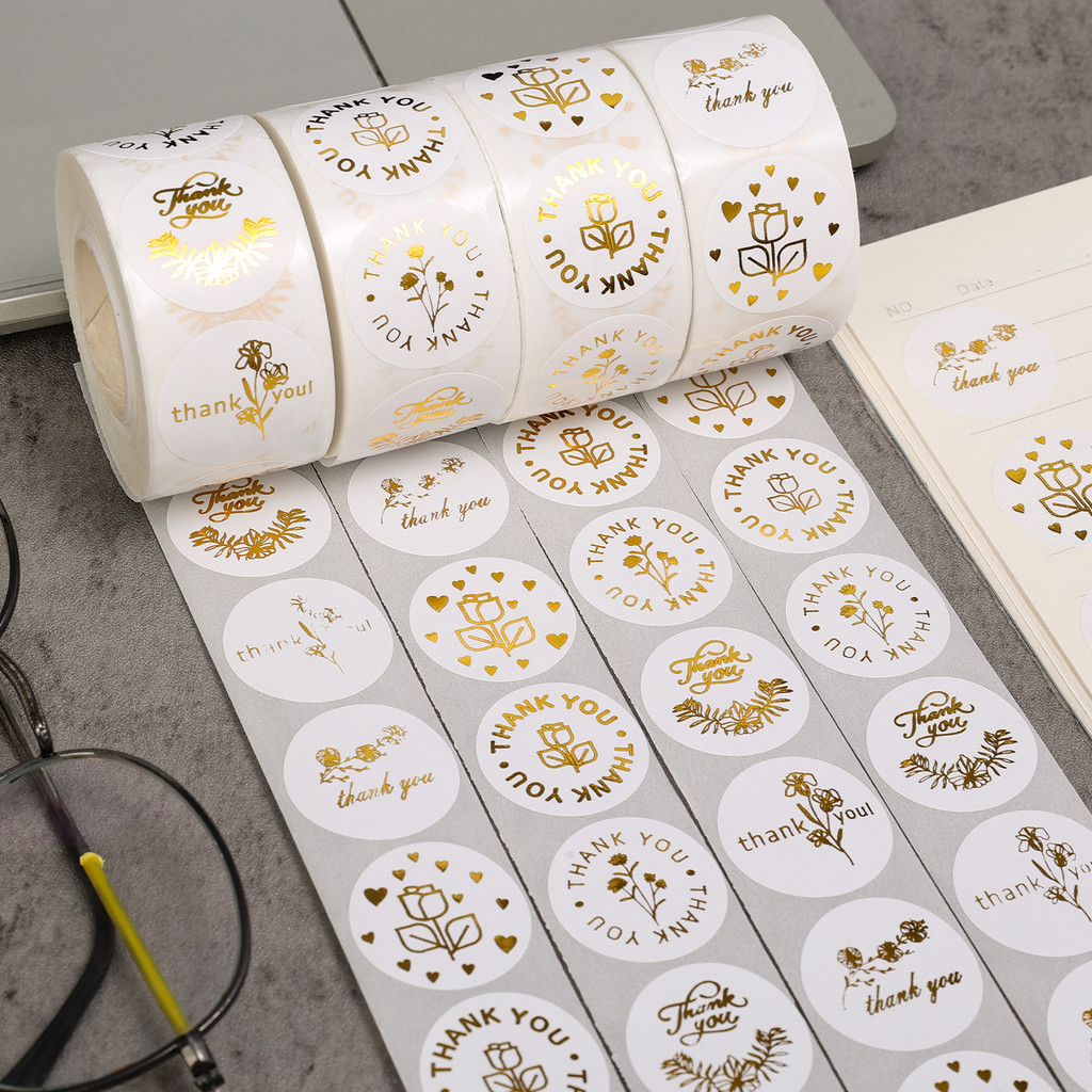 500pcs Gift Sealing Thank You Stickers - Gold Foil Envelope Decals ...