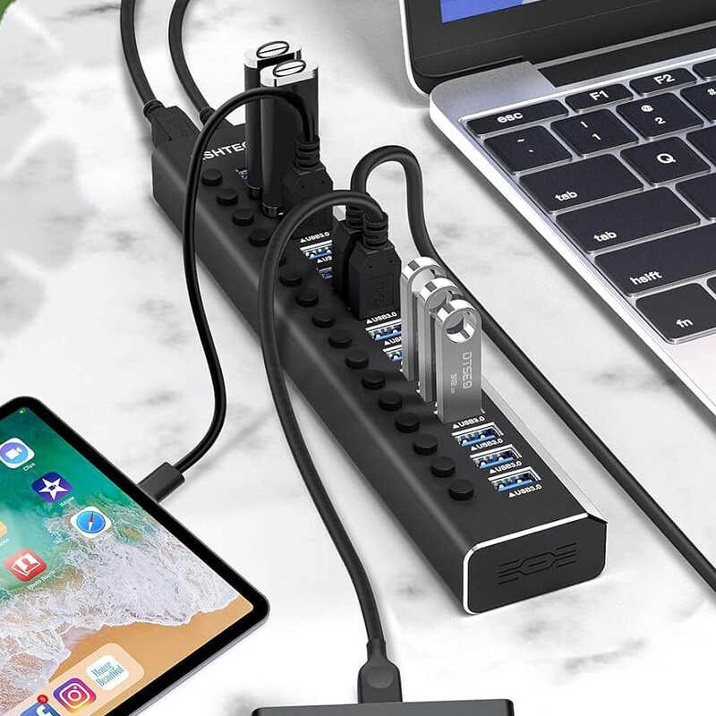 Ports 7/10/13/16 Powered Aluminum USB 3.0 Data Hub Expander with ...