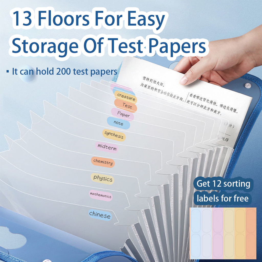 【Sulat Co..】13-Layer Handle Folder A4/Long File Organizer Expanding ...