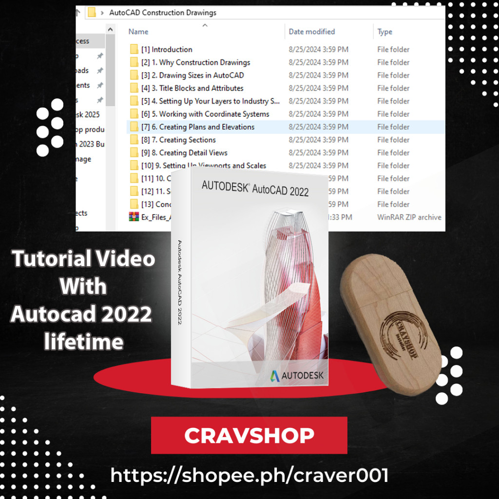 ♞AutoCAD Construction Drawings Course + Autocad Lifetime (USB Installer ...