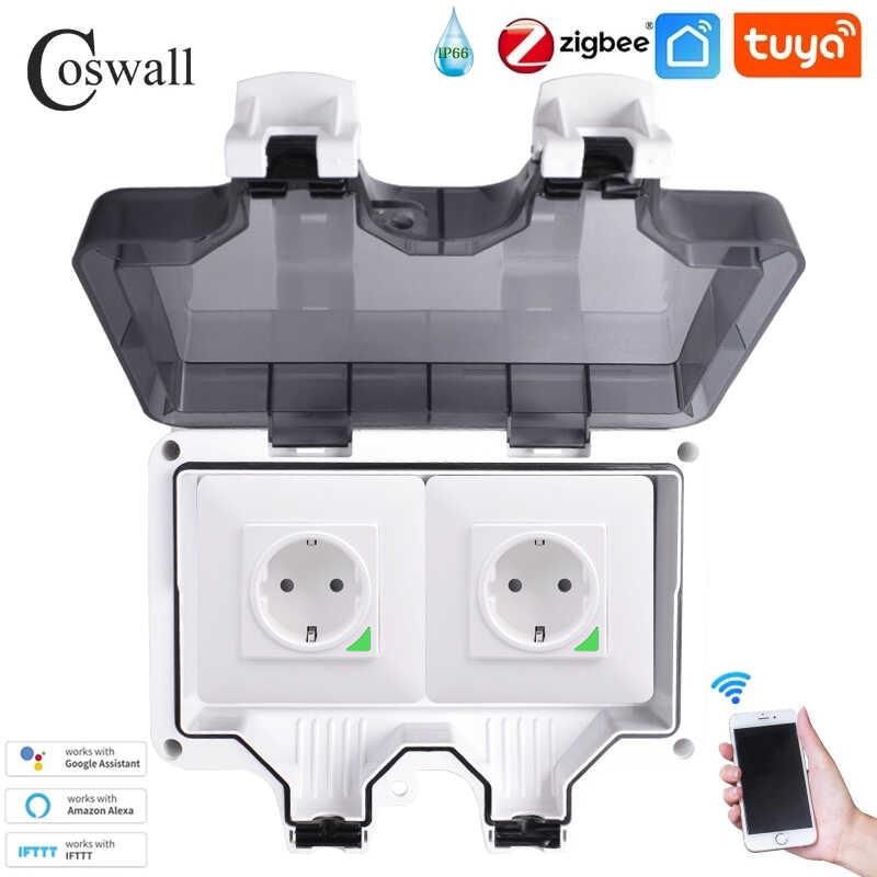 Tuya Zigbee Coswall / WIFI Ip66 Waterproof EU Standard Socket Timer ...