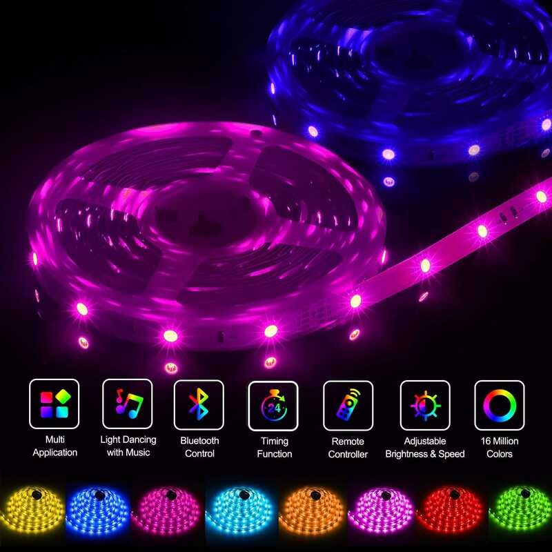 Led RGB Strip Lights 5050 Dc12v Bluetooth Controller Ribbon Tape For ...
