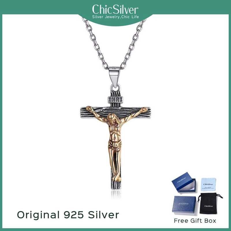 Cross COD ChicSilver Crucifix 925 Sterling Catholic Jesus Christ INRI ...