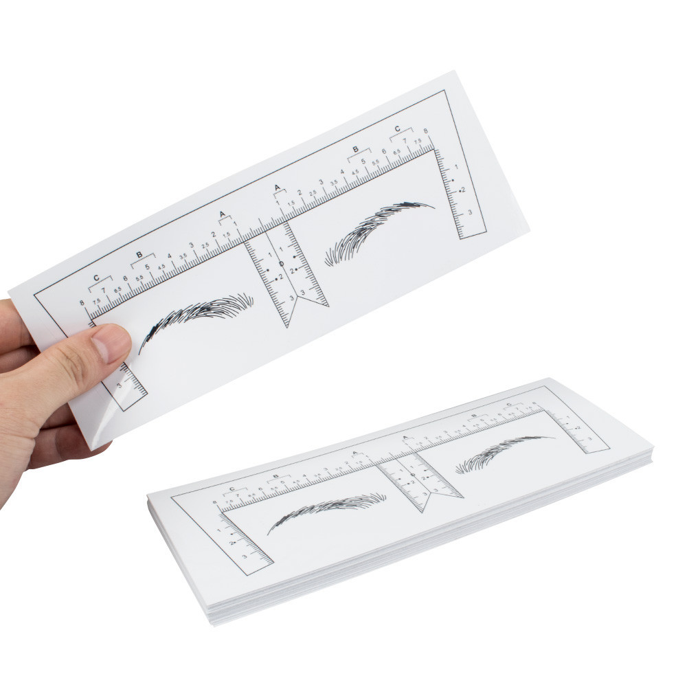 100/50/20pcs Disposable Tattoo Eyebrow Ruler Sticker with Brow Shape ...