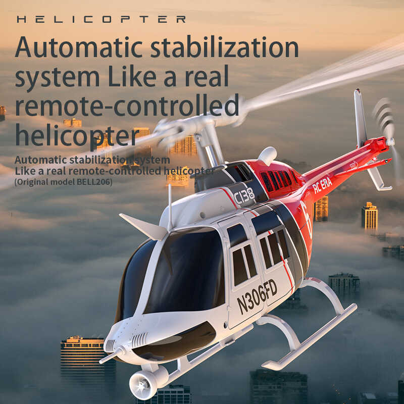 Hélicoptère Télécommandé RC ERA C138 - 1/10 - Bell 206 - Rouge - Neuf