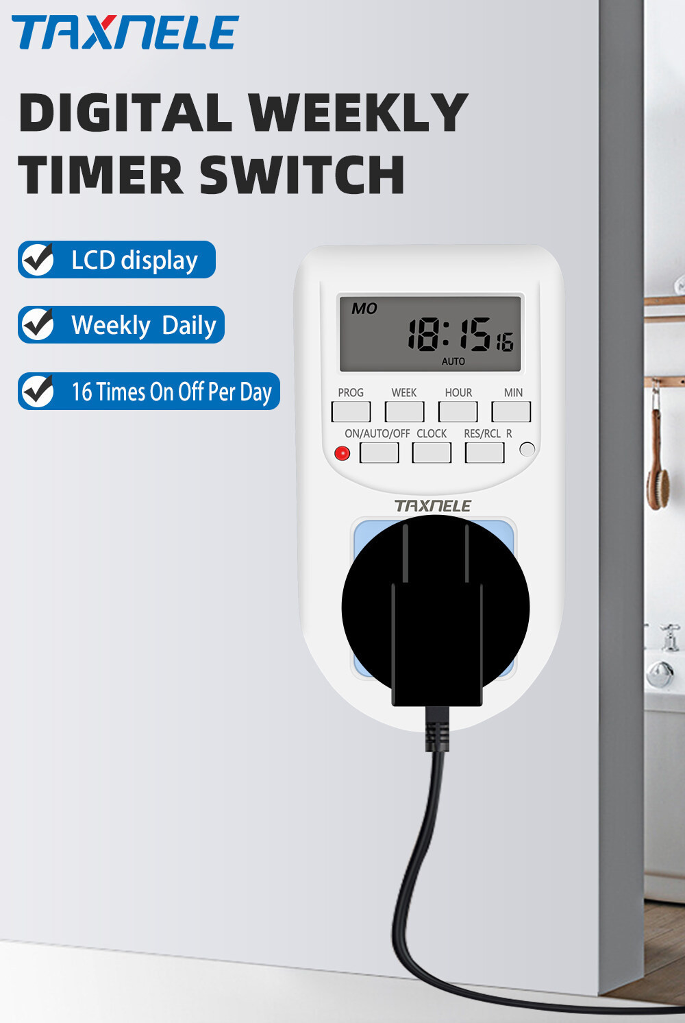220V Multi-functional LCD Digital Timer EU Socket Timing Outlet With US ...