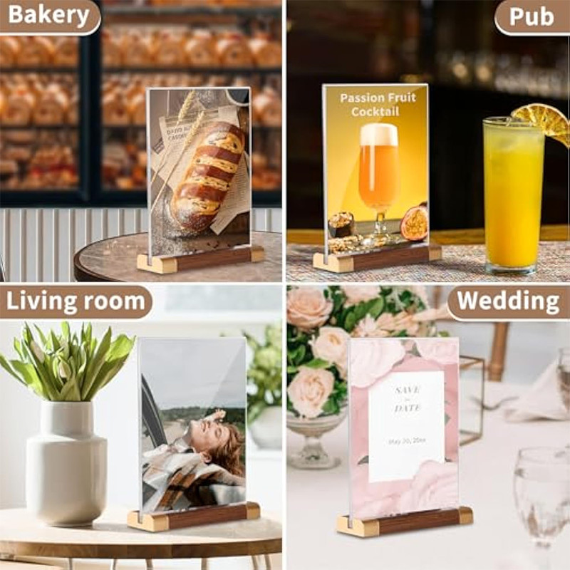 Walnut Food Menu Flip Display Stand Desktop Food Menu Page Display ...