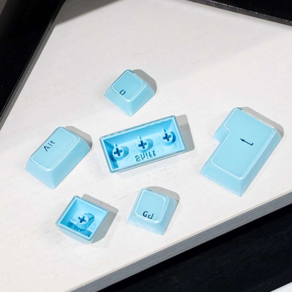 Crystal Pink / Blue / White keycap MDA profile Double shot Light ...