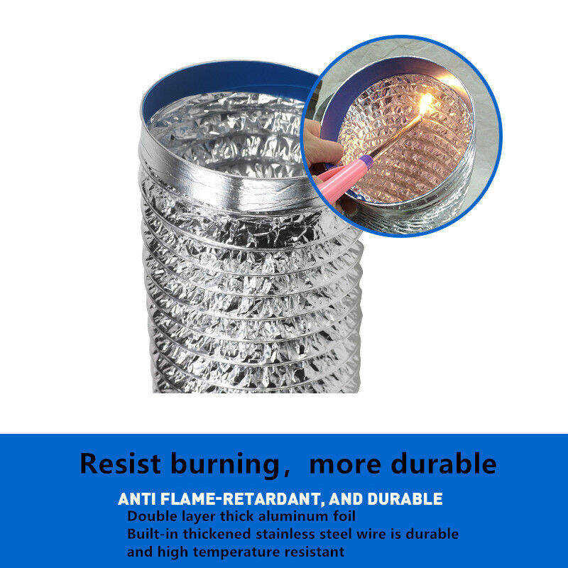LY L-16Ft Aluminium Air Ventilation Ducting Foil Tube Hose Duct Pipe ...