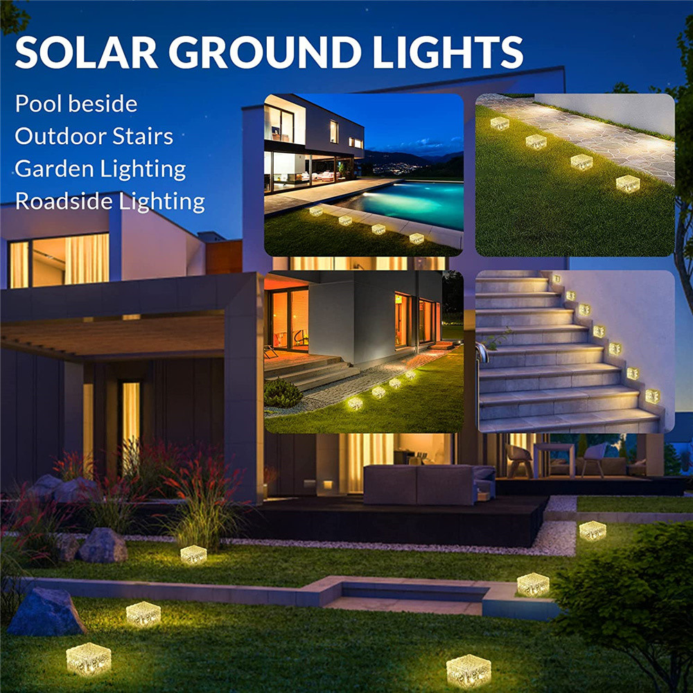 Solar Led Ice Cube Brick Lights Outdoor Waterproof Ice Cube Night ...