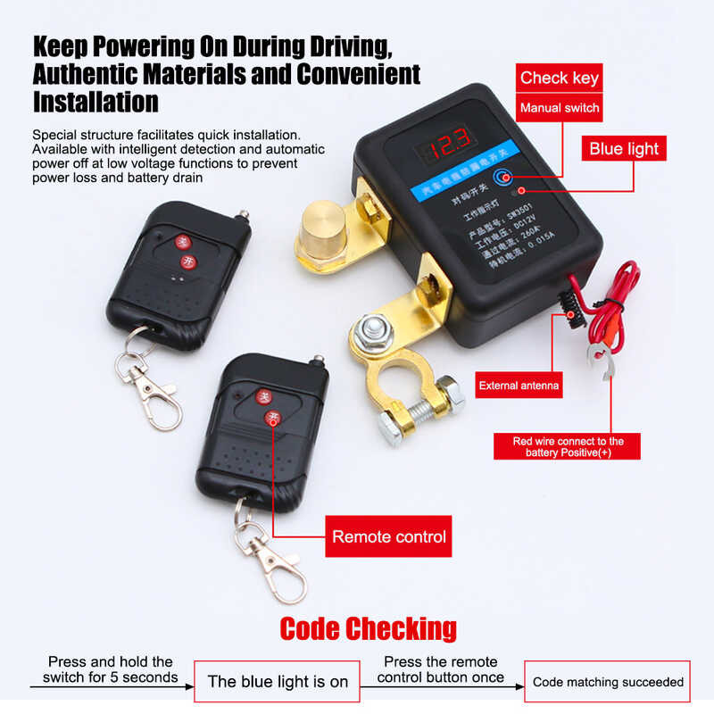 12V DC Disconnect 260A Kill Switch Automatic Power Off Prevent Battery ...