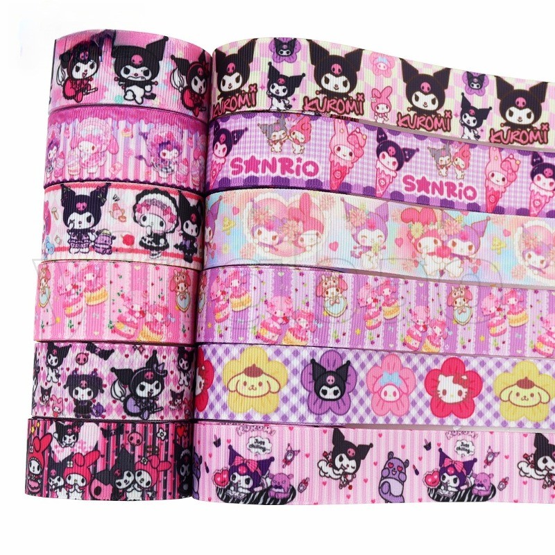 Sanrio Series Kuromi Melody Character Printed Grosgrain Ribbon for DIY ...