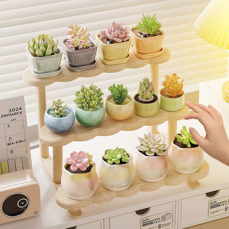 Wood Riser Stand Ladder Plant Shelf Wer And Herb Holder Rack Organizer ...