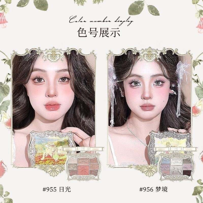 CHEERFLOR Embossed Makeup Palette, Matte Shimmer Powder Eyeshadow Palette, Long-Lasting Bright Shimmer Eyeshadow, Light, Smooth, With Mirror, Highlighters Contour Blush Powder All In One Makeup Pallet