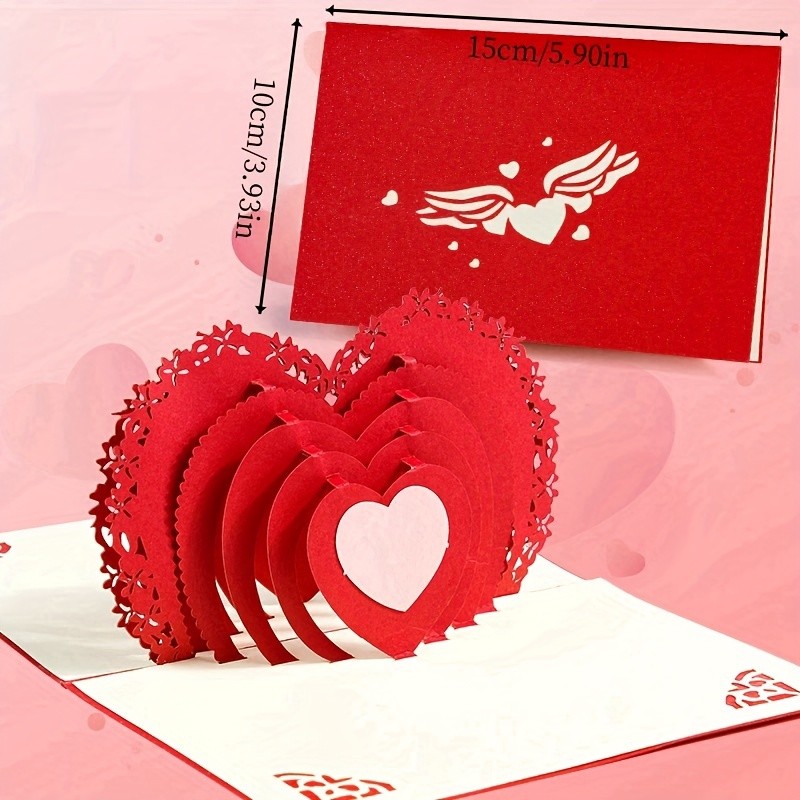 3D Pop Up Card Love Heart Anniversary Valentine Birthday Postcard For ...