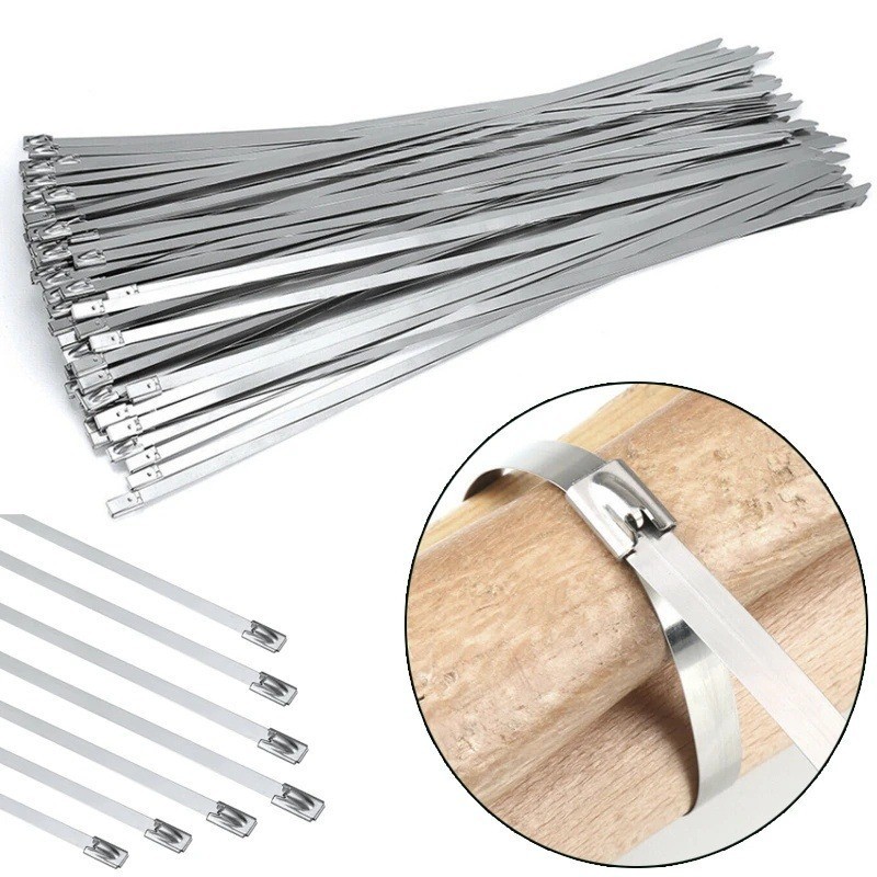 20/60/100Pcs Stainless Steel Fixed Straps / Multi-Purpose Cable Zip Tie ...