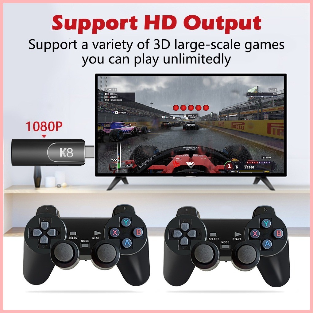 M8 Pro Mini Game Console HD 4K Game Stick Wireless Video 64GB Retro TV ...