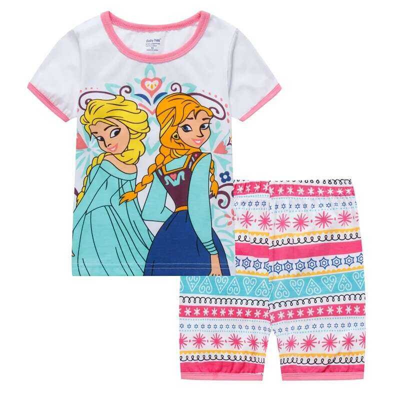 Hot C Summer Short Sleeved Pyjamas Suit Frozen Elsa Anna Kids Sleepwear ...