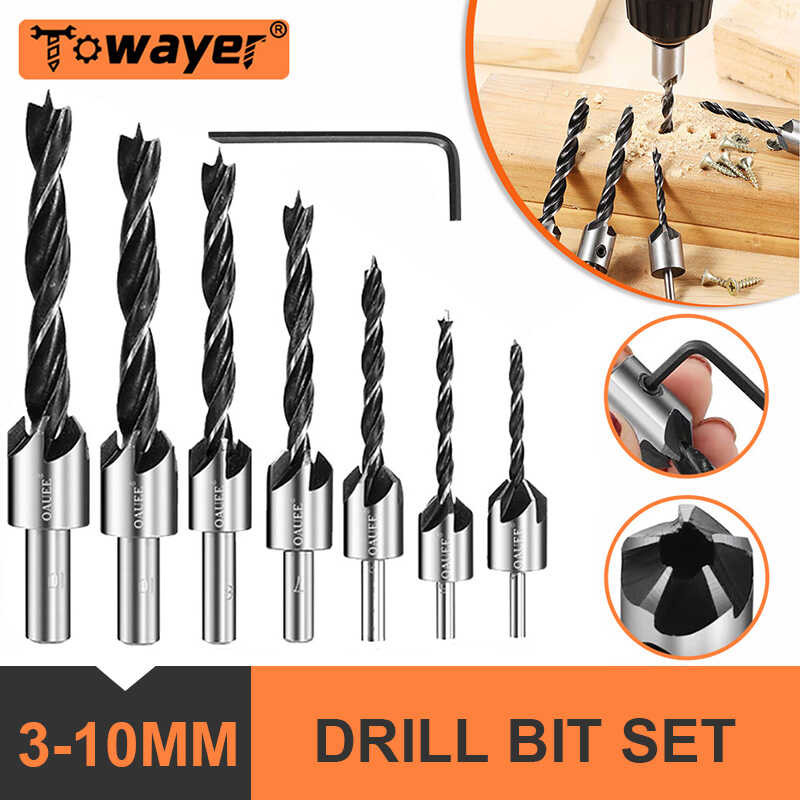 3-10Mm F HSS Countersink Bit Set High Carbon Steel Round Shank Chamfer ...