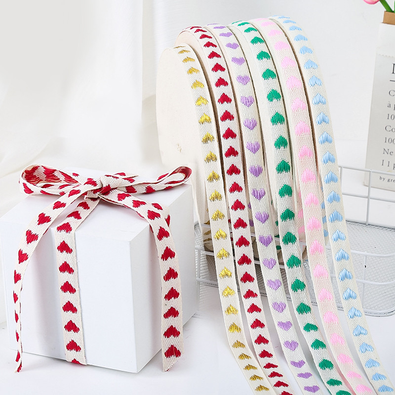 (5m/roll) Heart Pattern Ribbon Bowknot Valentine's Day Gift Packaging ...