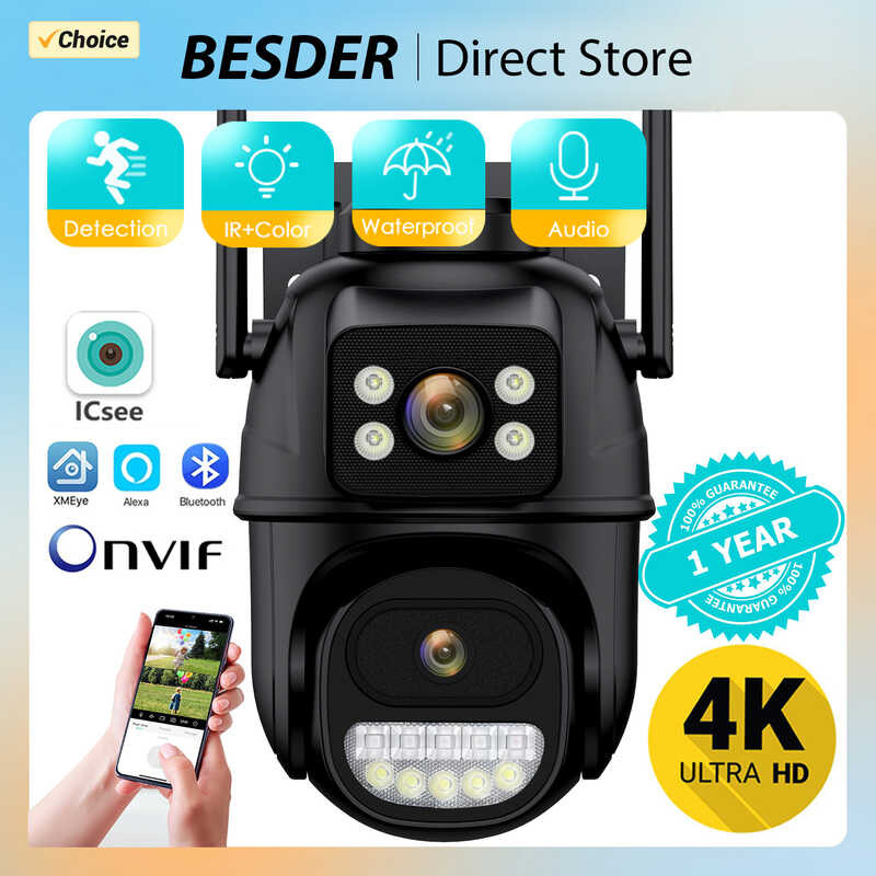 8MP 4K PTZ WIFI Lens Dual Screen IP Camera Outdoor 4MP HD Auto Tracking ...