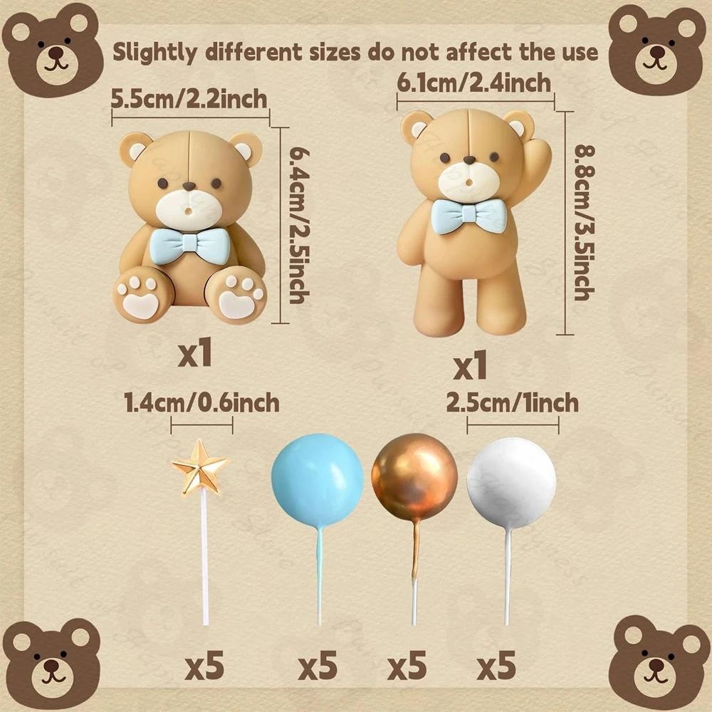 22Pcs Blue Bear Cake Decoration Bear Baby Shower Cake Topper Bears ...