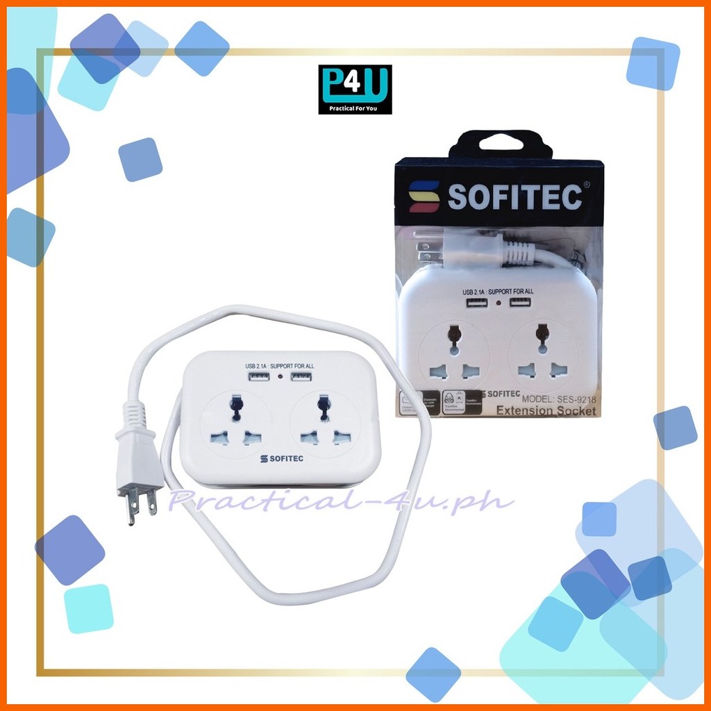 1 Meter Extension Socket Max Load 2500W USB 2.1A Mount SES-9218 ...
