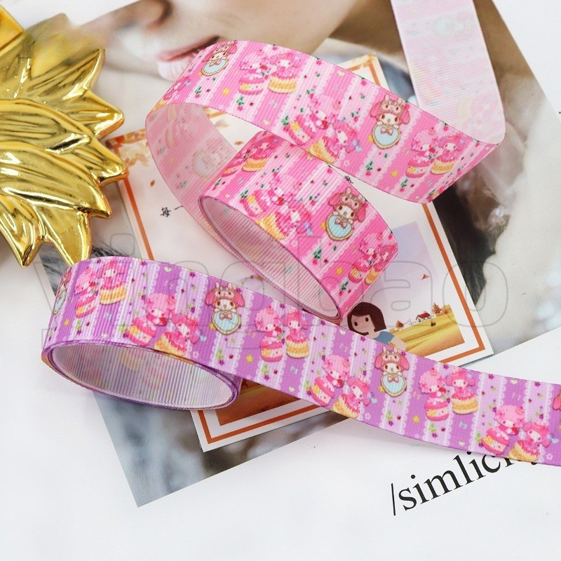 Sanrio Series Kuromi Melody Character Printed Grosgrain Ribbon for DIY ...