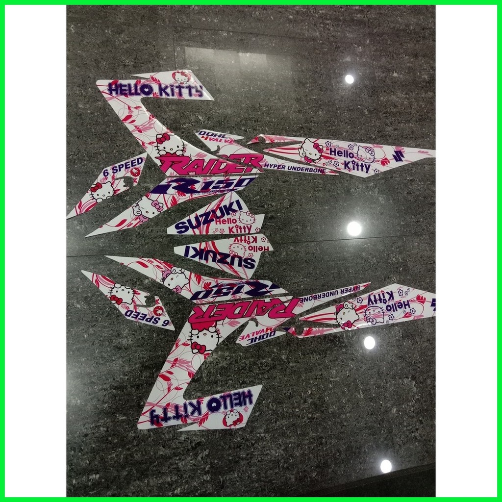 Raider 150 BodyDecal - HELLO KITTY Pink White Decal High Resolution ...