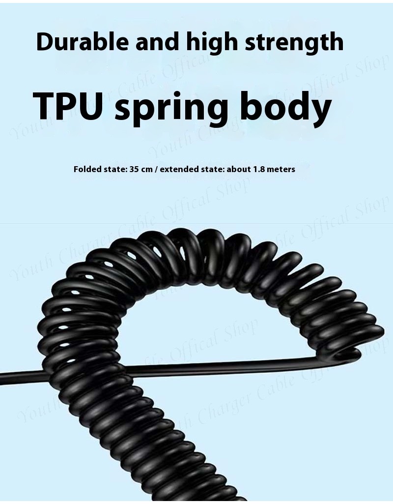 6A Fast Charging Spring telescopic Data Cable 66W USB to Type C phone ...