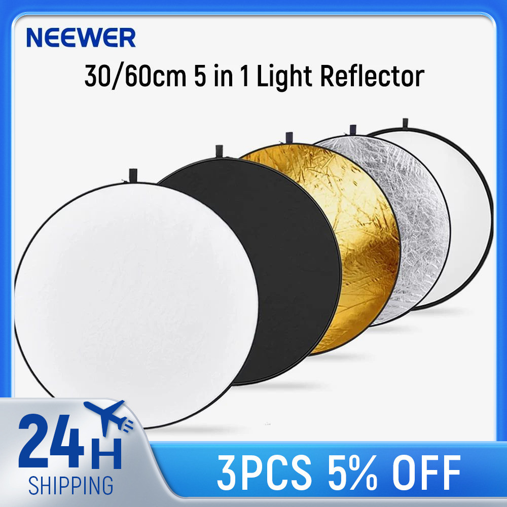 NEEWER 30/60cm Light Reflector Light Diffuser 5 in 1 Collapsible Multi ...