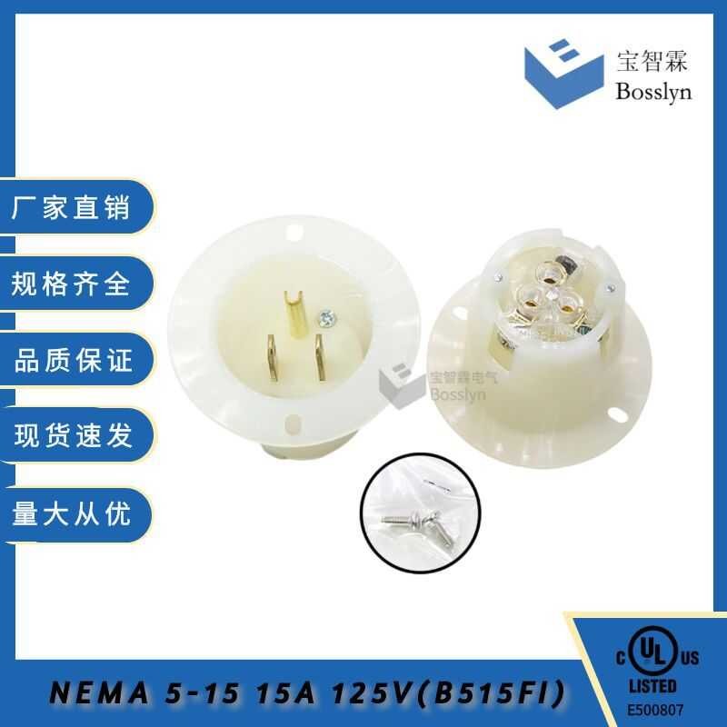 J-501 NEMA5-15P American concealed plug 15A125V UL flange cabinet ...