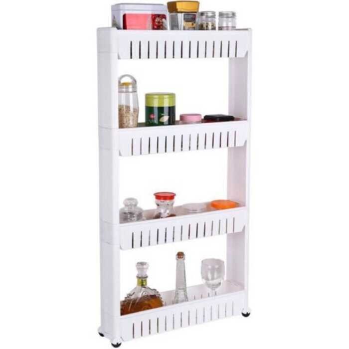 4 Layer Moving Rack Kitchen Storage Shelf Wall Cabinets Home Bedroom ...