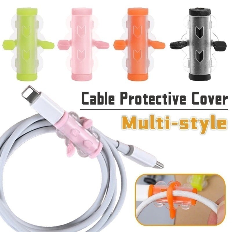 2PCS Soft Silicone Anti-Break Cable Protective Covers Universal For ...