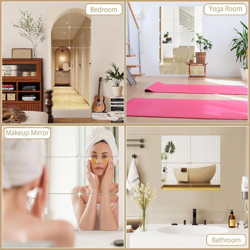 1/3/5Pcs Acrylic Soft Mirror Sticker Unbreakable with HD Reflection ...